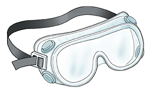 Goggles with hooded ventilation.