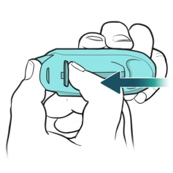 Finger pushing dose release lever back to where it was.